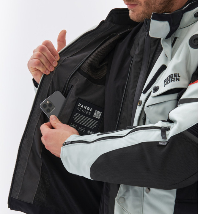 KURTKA MOTOCYKLOWA TEKSTYLNA REBELHORN RANGE GREY BLACK RED