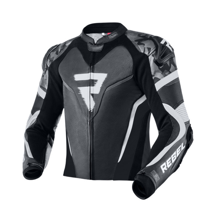 KURTKA MOTOCYKLOWA SKÓRZANA REBELHORN REBEL BLACK WHITE 46