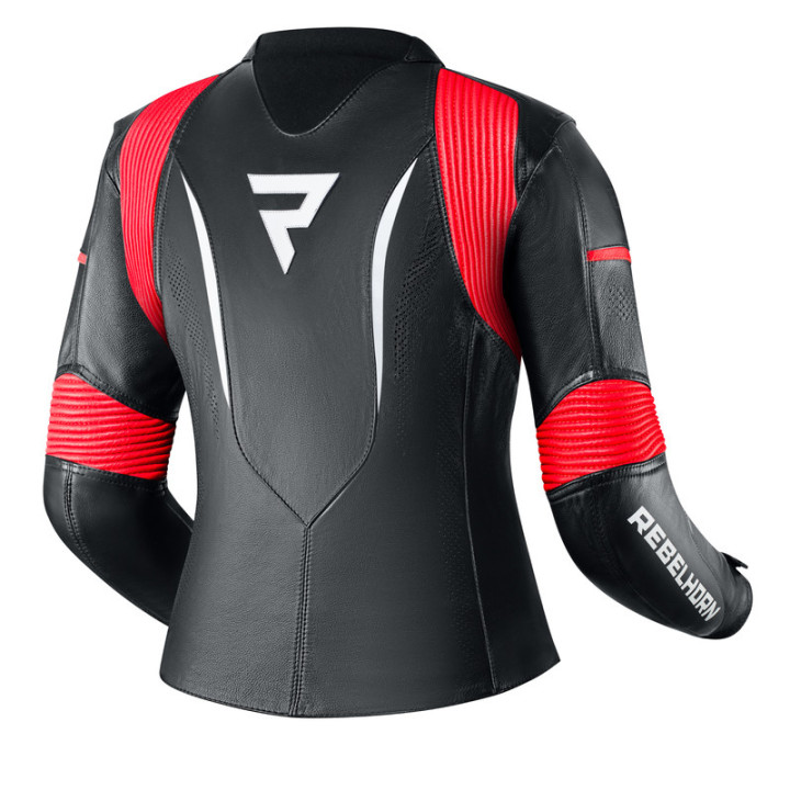 KURTKA MOTOCYKLOWA SKÓRZANA DAMSKA REBELHORN REBEL BLACK FLUO RED WHITE