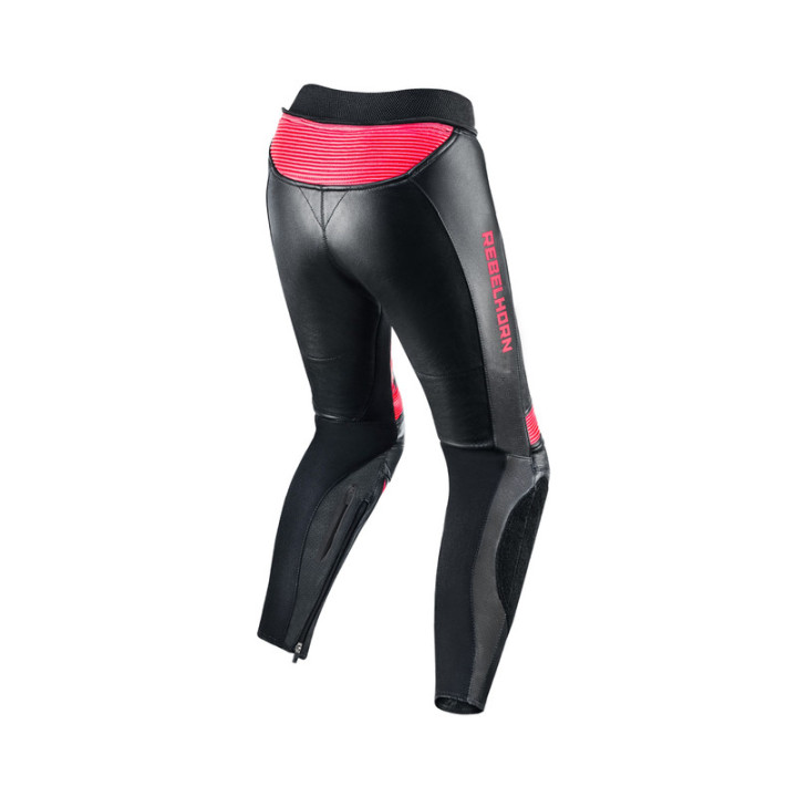 SPODNIE MOTOCYKLOWE SKÓRZANE DAMSKIE REBELHORN REBEL PINK BLACK