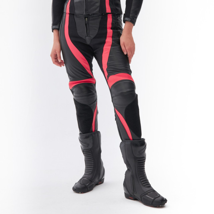 SPODNIE MOTOCYKLOWE SKÓRZANE DAMSKIE REBELHORN REBEL PINK BLACK
