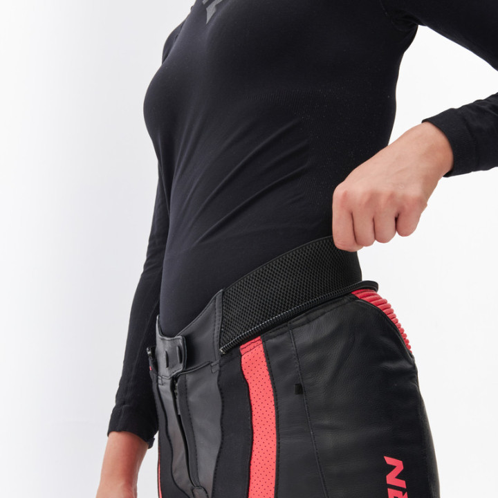 SPODNIE MOTOCYKLOWE SKÓRZANE DAMSKIE REBELHORN REBEL PINK BLACK