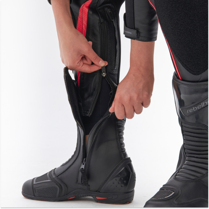 SPODNIE MOTOCYKLOWE SKÓRZANE DAMSKIE REBELHORN REBEL PINK BLACK