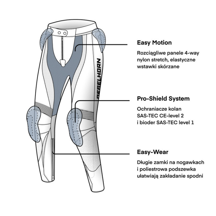 SPODNIE MOTOCYKLOWE SKÓRZANE DAMSKIE REBELHORN REBEL BLACK FLUO RED WHITE