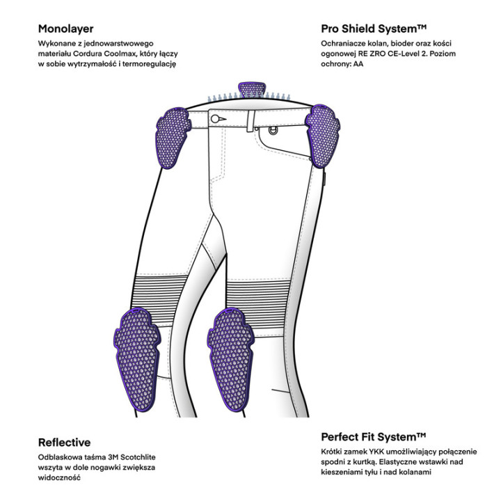 JEANSY MOTOCYKLOWE REBELHORN REVOLT WASHED BLUE MONOLAYER